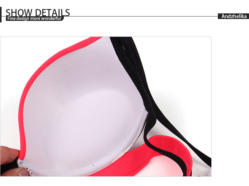 Andzhelika Sexy Letter Bandage Bikinis Swimsuit Women Summer Two Piece Swimwear Push Up Bikini Set Bathing Suit