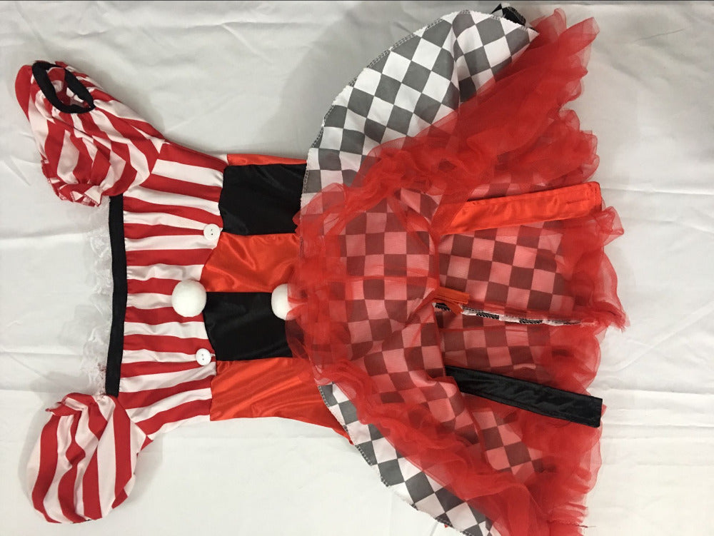 4Pcs Women Funny Circus Clown Costume Female Clown Cosplay Carnival Halloween Fancy Dress Performance Clothing