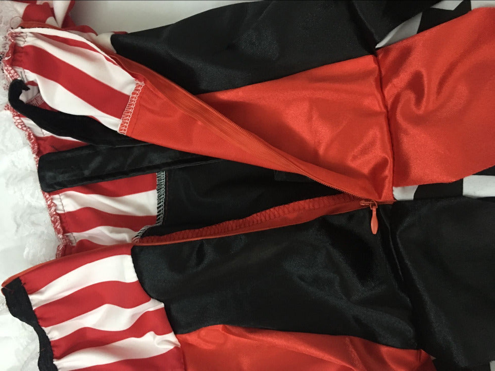 4Pcs Women Funny Circus Clown Costume Female Clown Cosplay Carnival Halloween Fancy Dress Performance Clothing