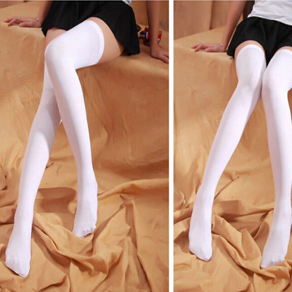 Women Girls Fashion Opaque Over Knee Thigh High Elastic Sexy Stockings Over the knee