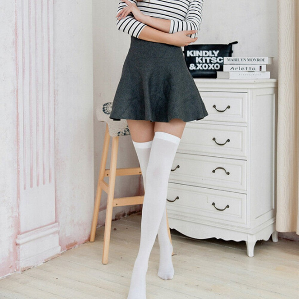 Women Girls Fashion Opaque Over Knee Thigh High Elastic Sexy Stockings Over the knee