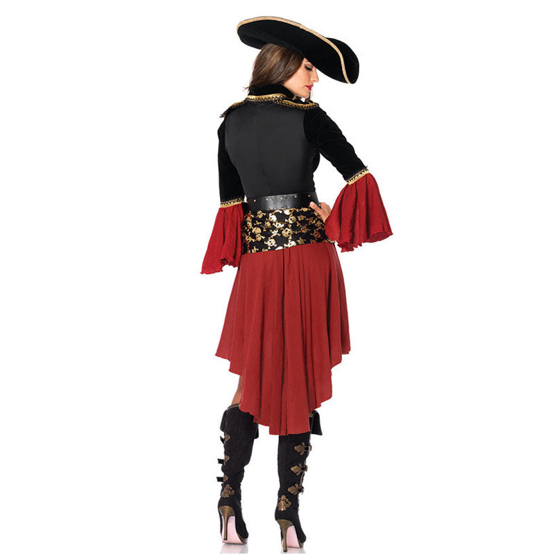 Ataullah Female Caribbean Pirates Captain Costume Halloween Role Playing Cosplay Suit Medoeval Gothic Fancy Woman Dress DW004