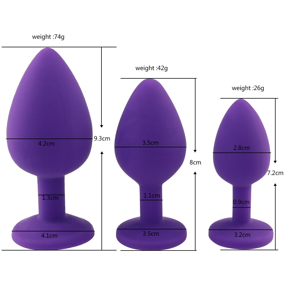 Silicone Anal Plug with Crystal Jewelry Butt Plug No Vibration Anal Sex Toys for Men Woman Gay Masturbation anal toys