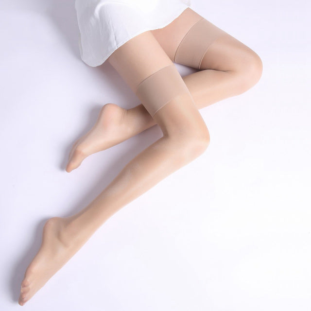 12D Women Shinny Stocking Sexy Wide Adge Collant Donna Thigh High Stockings Ultrathin Medias Sheer Calze For Sexy Lingerie