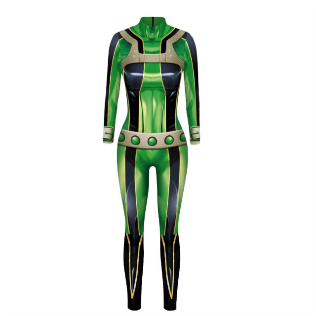 Anime My hero academia Asui Tsuyu Cosplay Costumes Jumpsuit OCHACO URARAKA Halloween Fancy Ball Suit Romper For Women Lady Girls