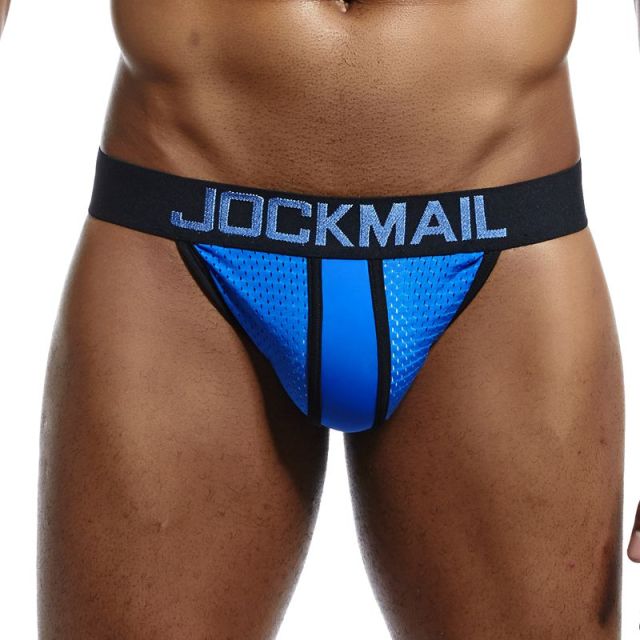 JOCKMAIL Brand Mesh Men Jockstraps gay underwear Sexy Men underwear penis pouch Push UP men thong string homme tanga hombre