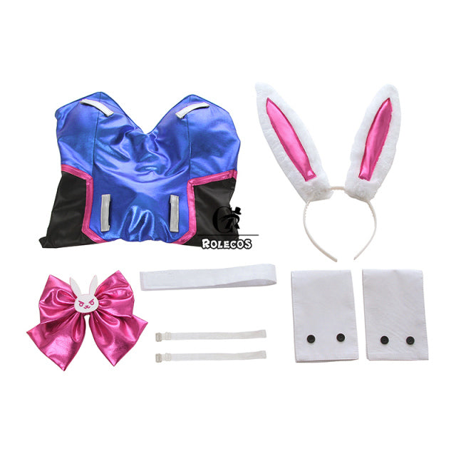 ROLECOS Game OW DVA Cosplay Sexy Costume Over DVA Watch Cosplay Leather Jumpsuit Hana Song Bunny Girl Cosplay Romper Women