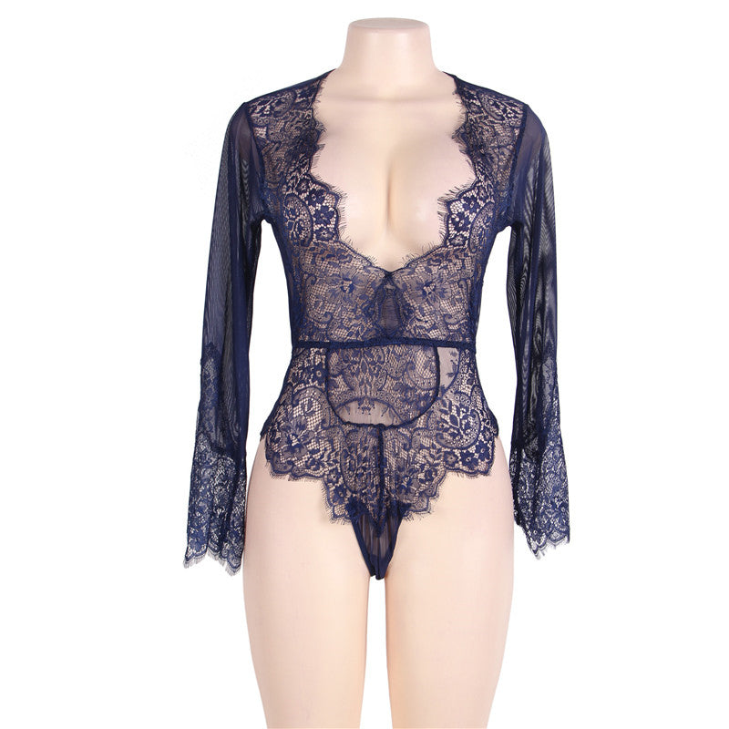 Comeondear Plus Size Teddy Bodysuit Long Sleeve Transparent Lace Bodysuit Sexy V Neck Mesh Bodysuit Summer Short Party Jumpsuit
