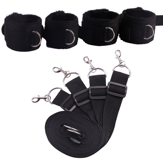 Bed Jam Sex Restraint Kit Adjustable Belt Nylon Handcuffs Ankle Cuffs Under Bed BDSM Bondage Erotic Toys Fixation Adult Game