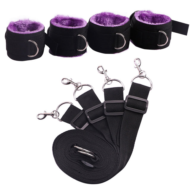 Bed Jam Sex Restraint Kit Adjustable Belt Nylon Handcuffs Ankle Cuffs Under Bed BDSM Bondage Erotic Toys Fixation Adult Game