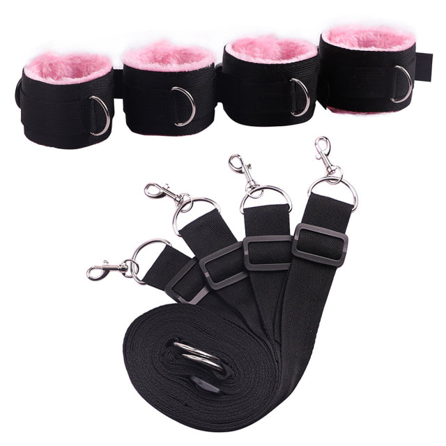 Bed Jam Sex Restraint Kit Adjustable Belt Nylon Handcuffs Ankle Cuffs Under Bed BDSM Bondage Erotic Toys Fixation Adult Game