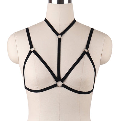JLX.HARNESS Sexy Ladies Women Body Harness Bra Fetish Chest Bondage Lingerie Erotic Cage Bra Gothic Garter Belt Suspenders