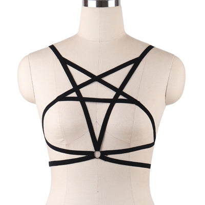 JLX.HARNESS Sexy Ladies Women Body Harness Bra Fetish Chest Bondage Lingerie Erotic Cage Bra Gothic Garter Belt Suspenders