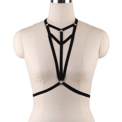 JLX.HARNESS Sexy Ladies Women Body Harness Bra Fetish Chest Bondage Lingerie Erotic Cage Bra Gothic Garter Belt Suspenders