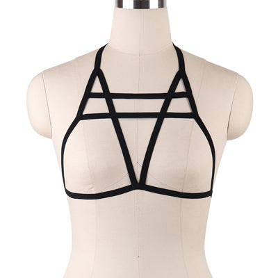 JLX.HARNESS Sexy Ladies Women Body Harness Bra Fetish Chest Bondage Lingerie Erotic Cage Bra Gothic Garter Belt Suspenders