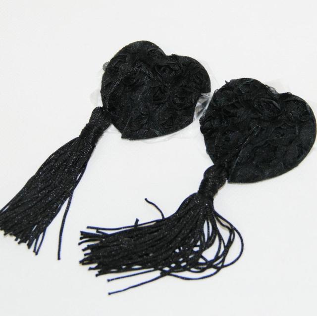Candiway Sexy Rose Heart-Shaped Reusable Self-Adhesive Nipple Sticker With Tassel Cover Breast Sex Toys For Women