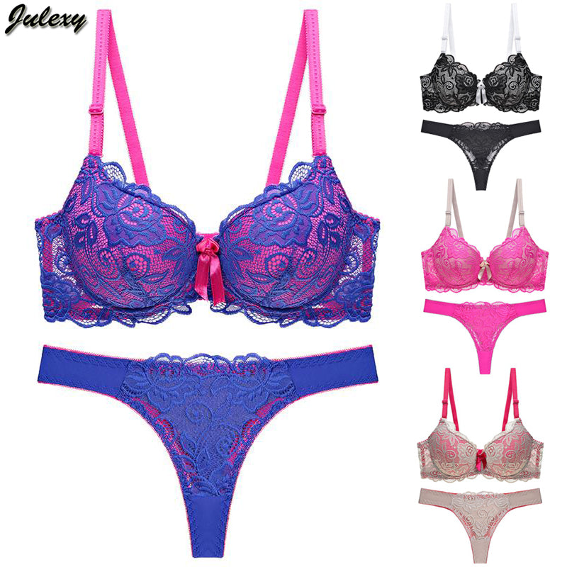 Julex Sexy G string Women bra set Lace thong hollow out Underwear Panty Set  intimante Bra brief lingerie set