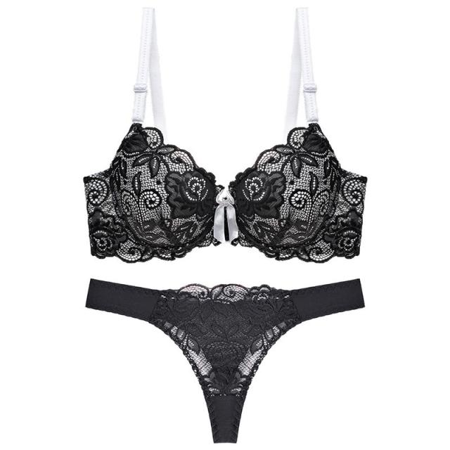 Julex Sexy G string Women bra set Lace thong hollow out Underwear Panty Set  intimante Bra brief lingerie set