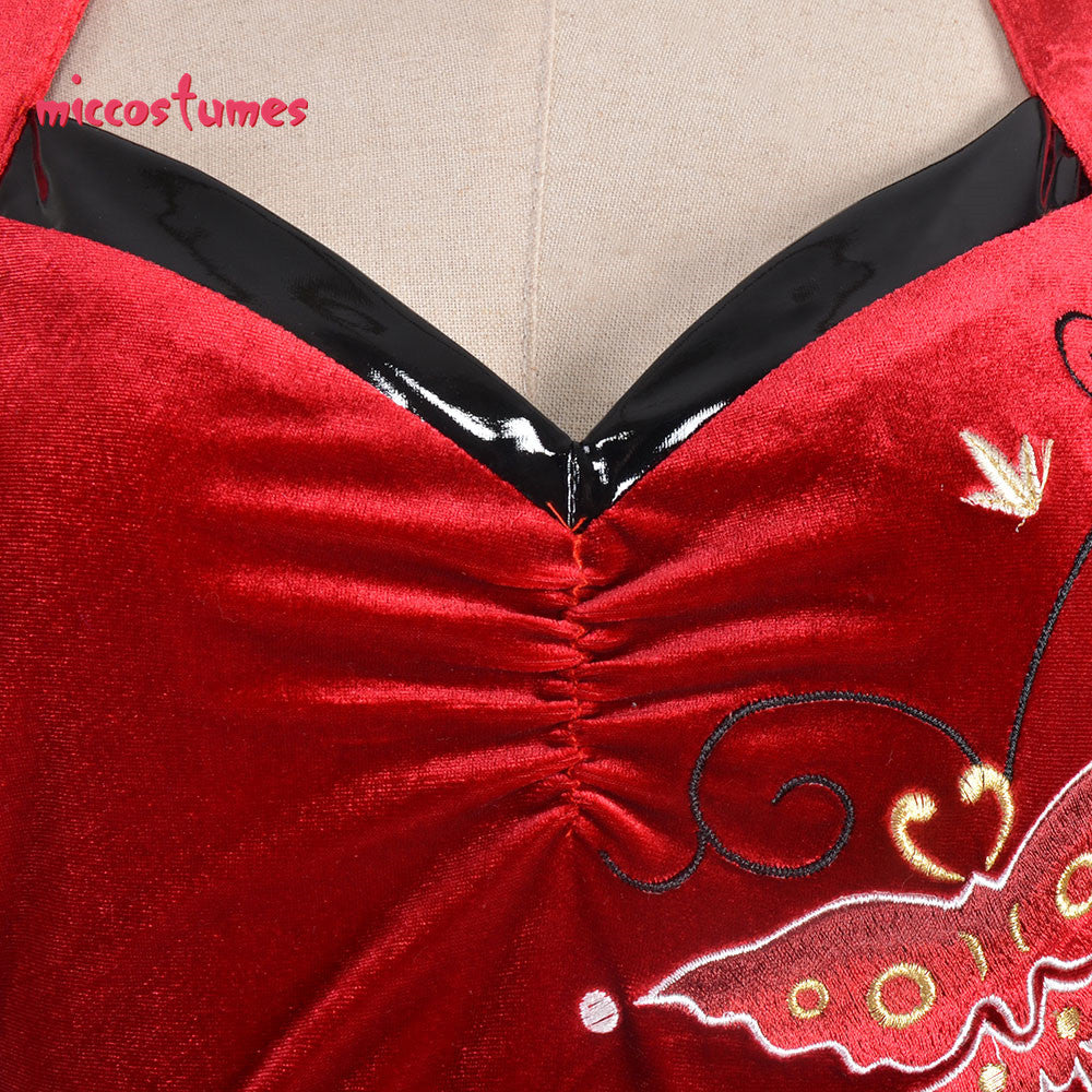 Ada Wong Cosplay Costume Embroidered Cheongsam Style Red Dress Women Halloween Cosplay Outfit