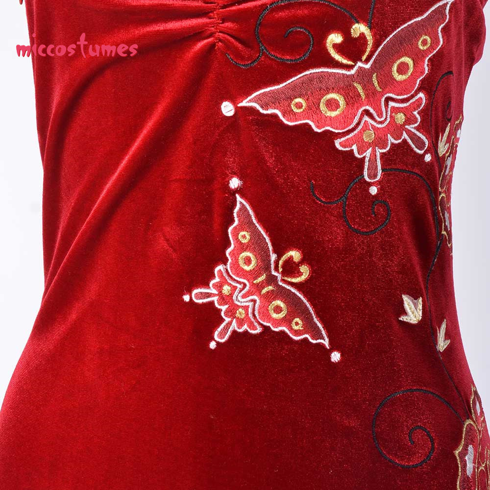 Ada Wong Cosplay Costume Embroidered Cheongsam Style Red Dress Women Halloween Cosplay Outfit