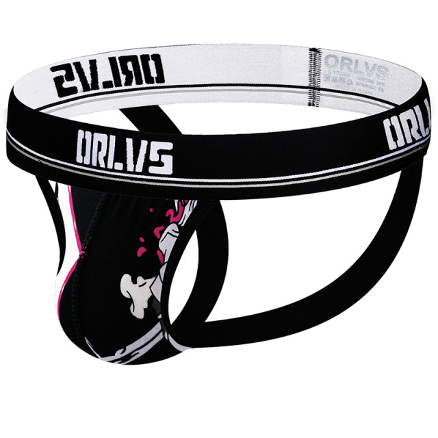ORLVS Brand sexy gay jockstrap men thongs male underwear cueca tanga quick dry ropa interior hombre gay breathable sissy panties