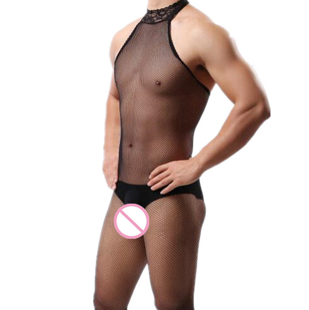 Male Fantasy Sexy Underwear Gay Sissy Body Stockings Open Crotch Jumpsuit Men Erotic Lingerie Fetish Bodysuit Male Sexy Costume