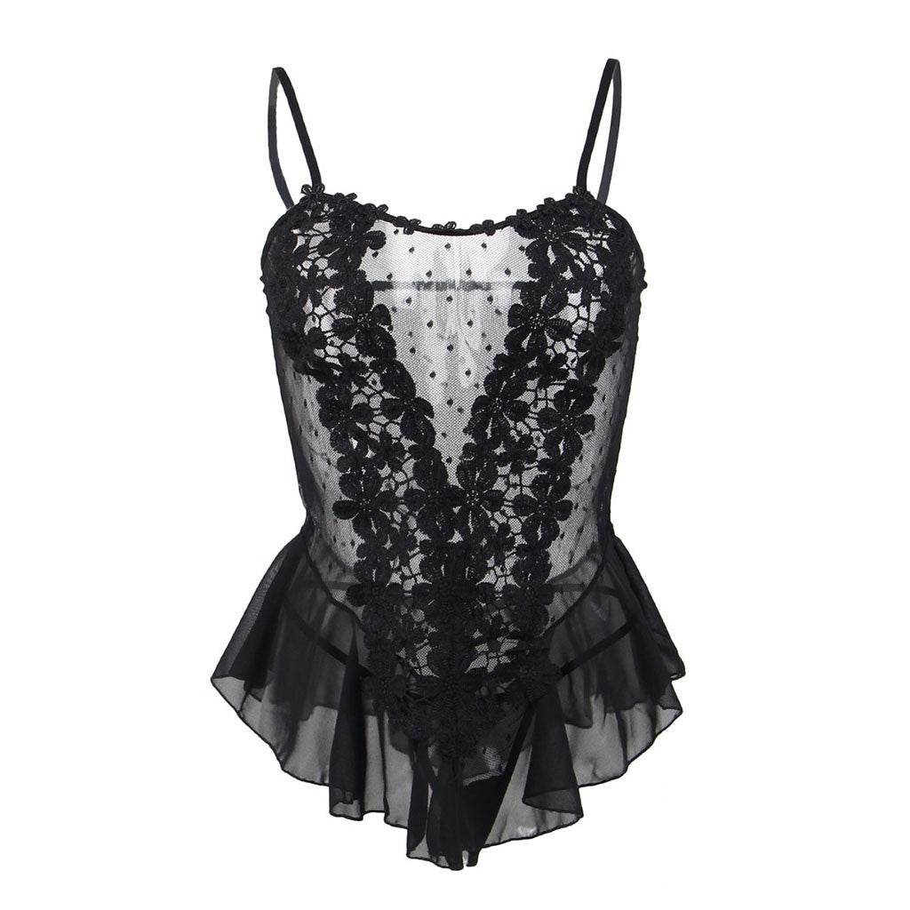 Porno Sexy Lingerie Plus size Women Embroidery Lace Nightdress With G-string Transparent Mesh Sexy Underwear Erotic Costumes 9XL