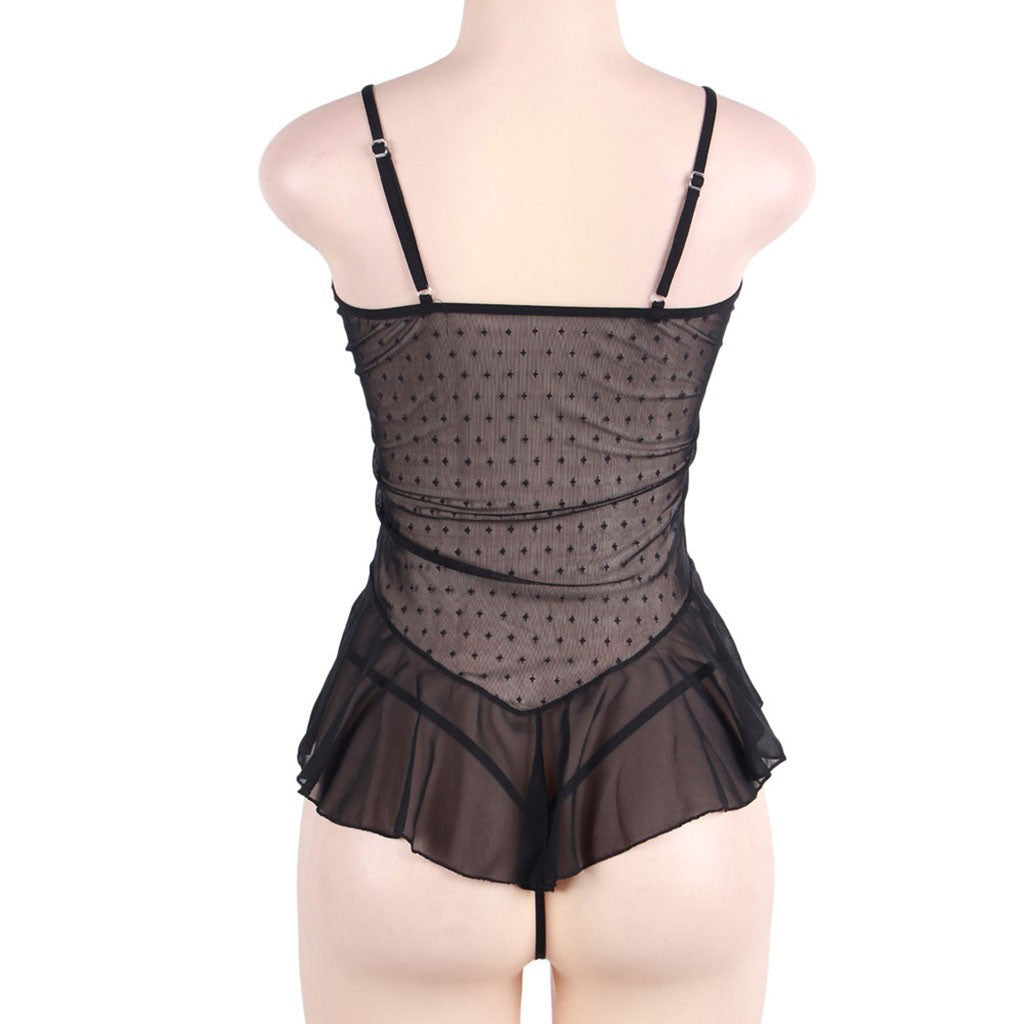 Porno Sexy Lingerie Plus size Women Embroidery Lace Nightdress With G-string Transparent Mesh Sexy Underwear Erotic Costumes 9XL