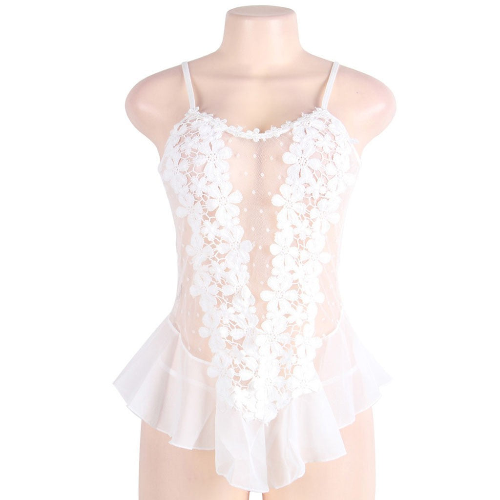 Porno Sexy Lingerie Plus size Women Embroidery Lace Nightdress With G-string Transparent Mesh Sexy Underwear Erotic Costumes 9XL