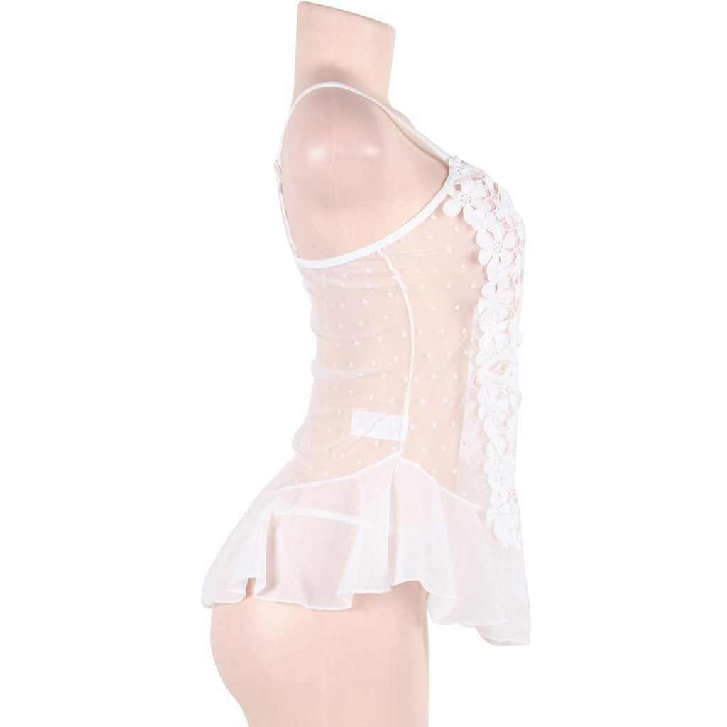 Porno Sexy Lingerie Plus size Women Embroidery Lace Nightdress With G-string Transparent Mesh Sexy Underwear Erotic Costumes 9XL