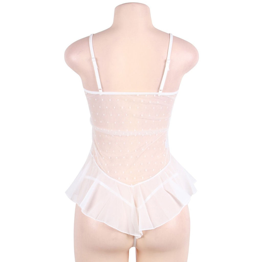 Porno Sexy Lingerie Plus size Women Embroidery Lace Nightdress With G-string Transparent Mesh Sexy Underwear Erotic Costumes 9XL