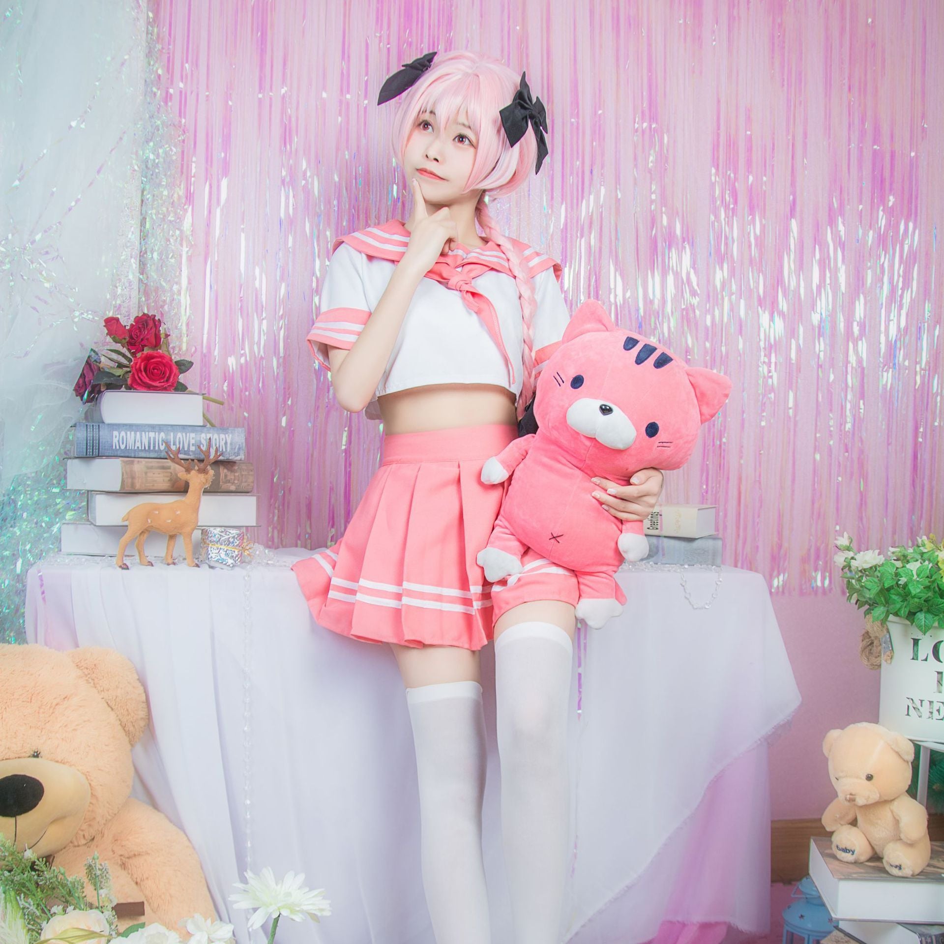 Fate/Grand Order Fate Apocrypha Rider Astolfo Cosplay JK School Uniform Sailor Suit