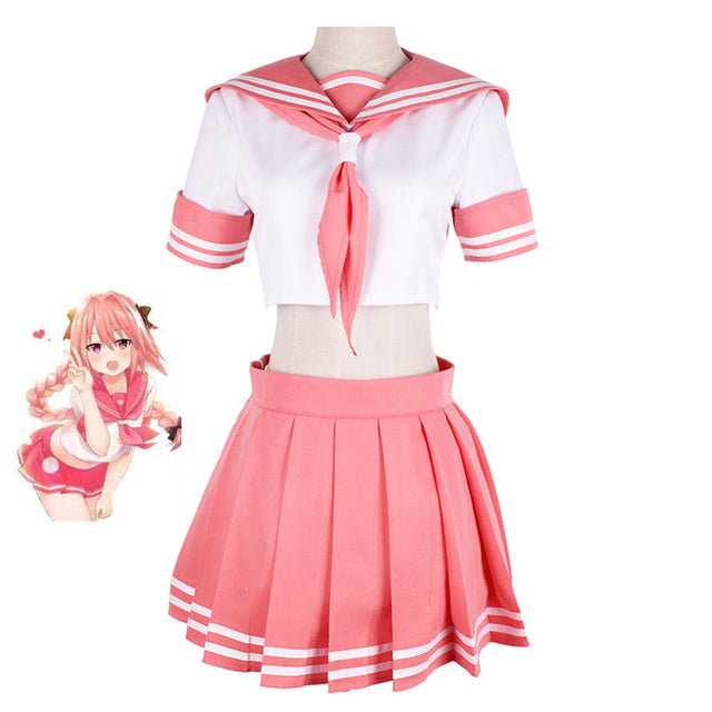 Fate/Grand Order Fate Apocrypha Rider Astolfo Cosplay JK School Uniform Sailor Suit