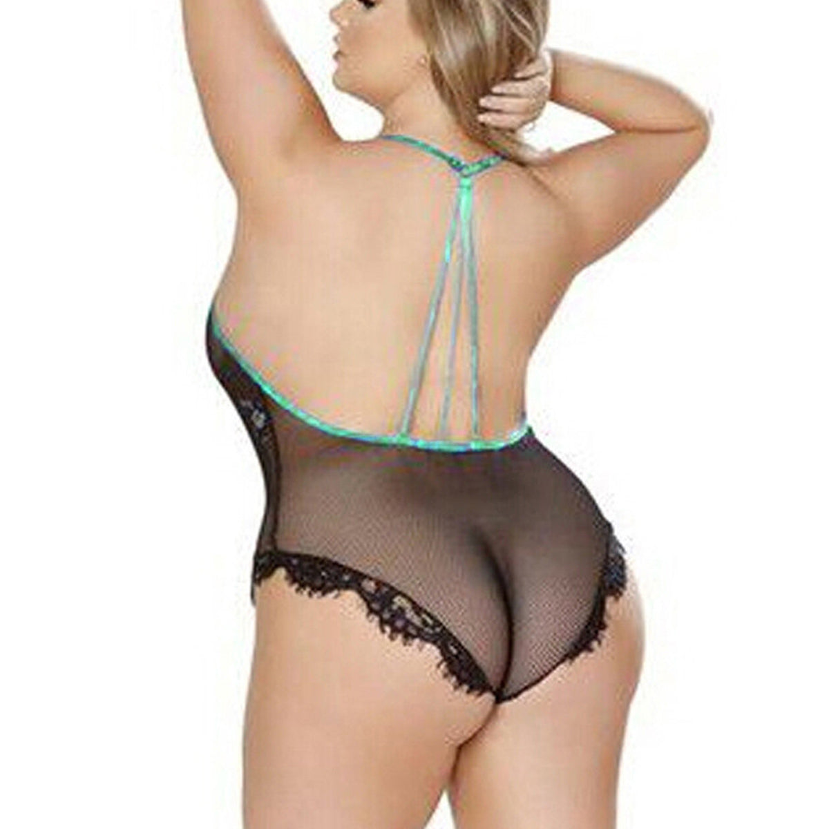 Sexy Hollow Lingerie Hanging Neck One-piece Lace Perspective Deep V Hot Erotic Underwear Sexy Lingerie Set For Fat Female M-5XL