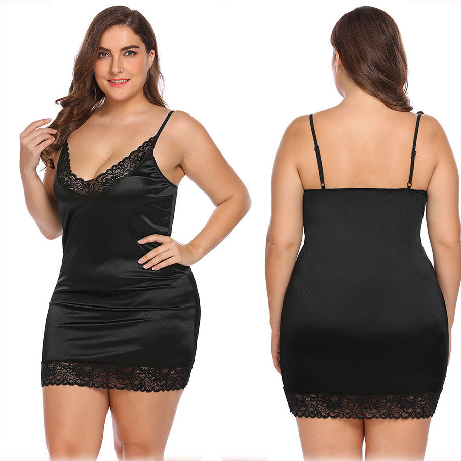 Plus Size 2Pcs Night Dress Nightgown Sexy Nightwear Lace Floral Embroidery Camisola Lingerie Night Dress Sleep Wear Nightdress