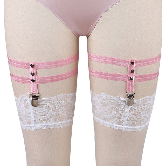 Original Design Pink Collar Bow Harness Bra Kawaii Open Chest Bondage Body Cage Pastel Gothic Body Harness Belt