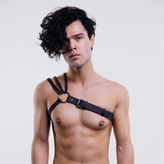 Male Lingerie Leather Harness Men Adjustable Fetish Gay Clothing Sexual Body Chest Harness Belt Strap Punk Rave Costumes for Sex