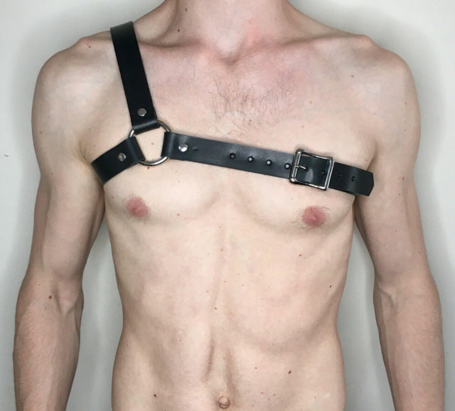 Male Lingerie Leather Harness Men Adjustable Fetish Gay Clothing Sexual Body Chest Harness Belt Strap Punk Rave Costumes for Sex