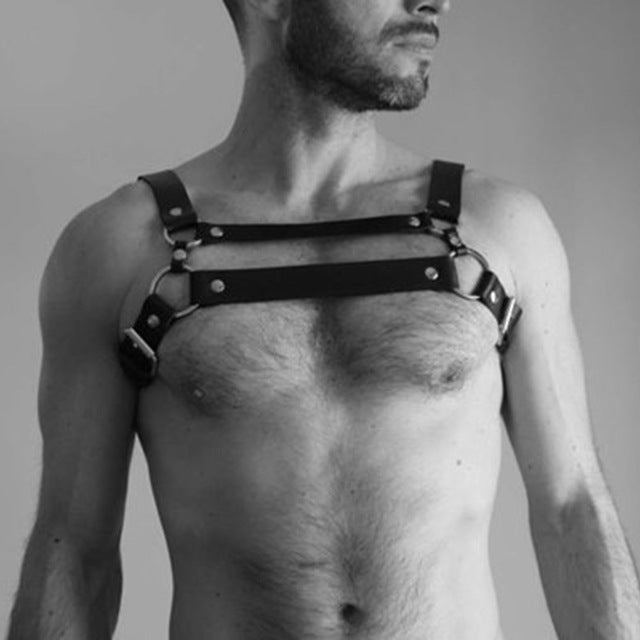 Male Lingerie Leather Harness Men Adjustable Fetish Gay Clothing Sexual Body Chest Harness Belt Strap Punk Rave Costumes for Sex
