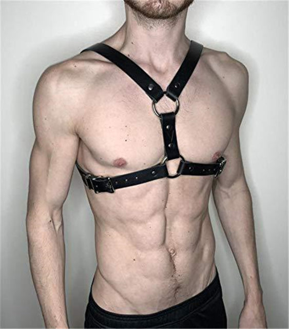 Male Lingerie Leather Harness Men Adjustable Fetish Gay Clothing Sexual Body Chest Harness Belt Strap Punk Rave Costumes for Sex