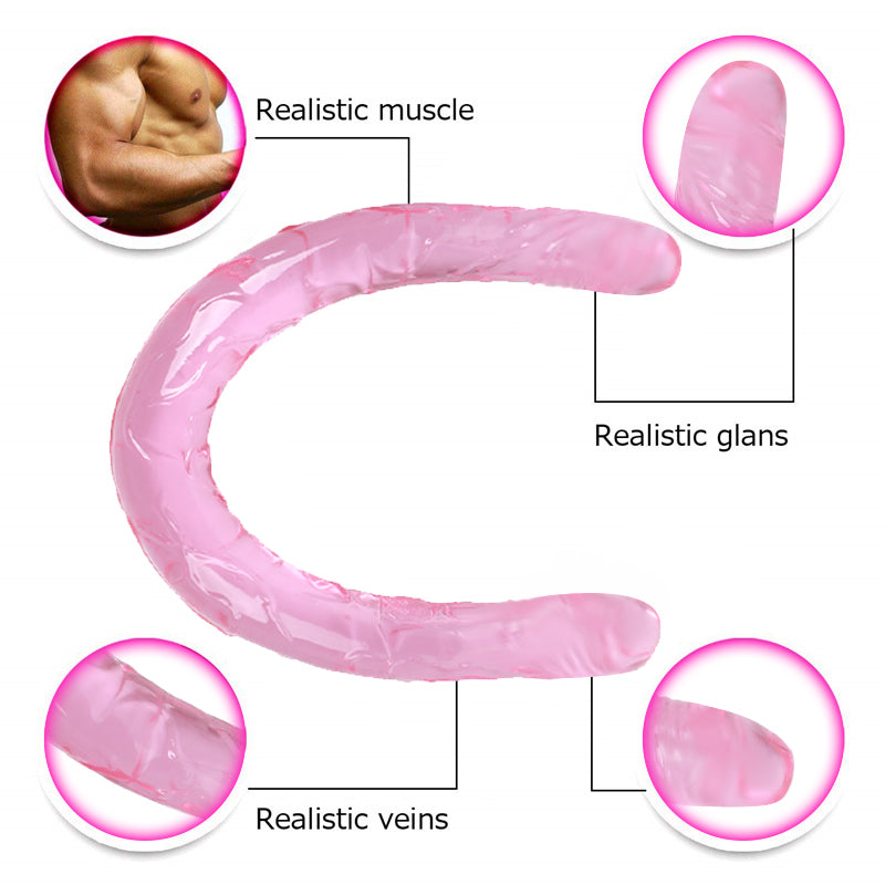 44cm Soft Jelly Dildo Double Long Realistic Dildos Cock Lesbian Vaginal Anal Plug Flexible Fake Penis For Women Dildos Sex Toys