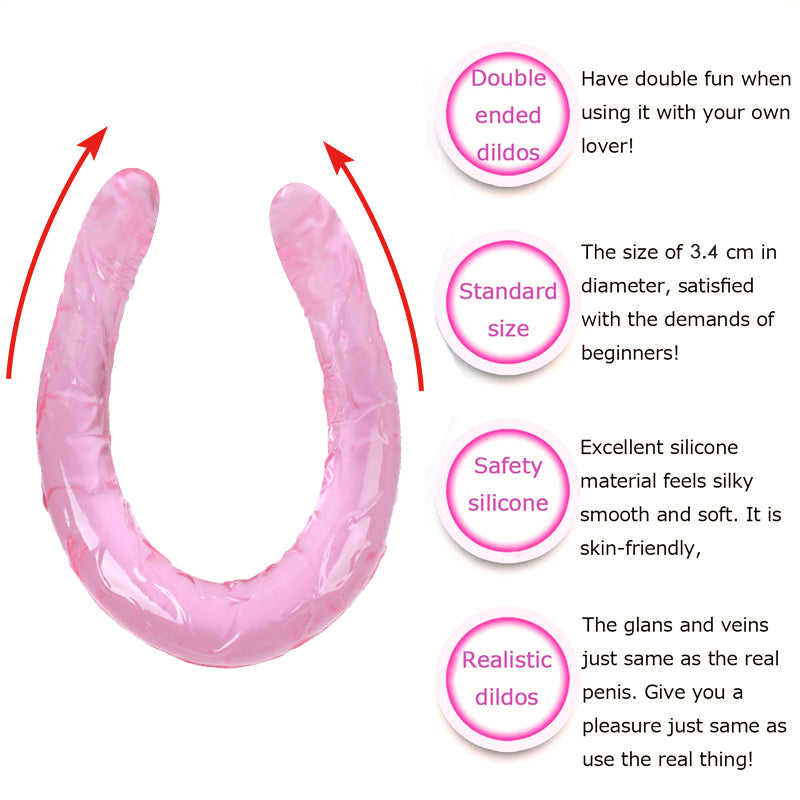 44cm Soft Jelly Dildo Double Long Realistic Dildos Cock Lesbian Vaginal Anal Plug Flexible Fake Penis For Women Dildos Sex Toys
