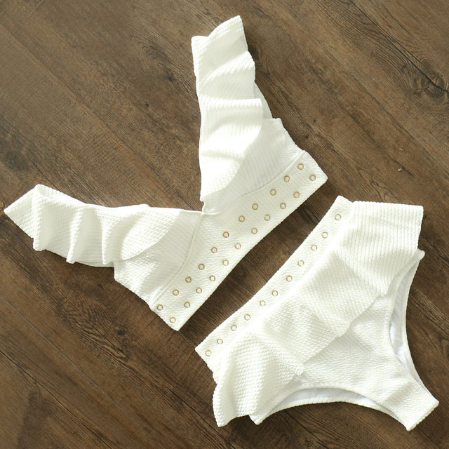 New High Waist Bikini Swimwear Women Swimsuit Push Up Bikinis Women Bathing Suit Biquini Ruffle Bikini Summer Beach Wear