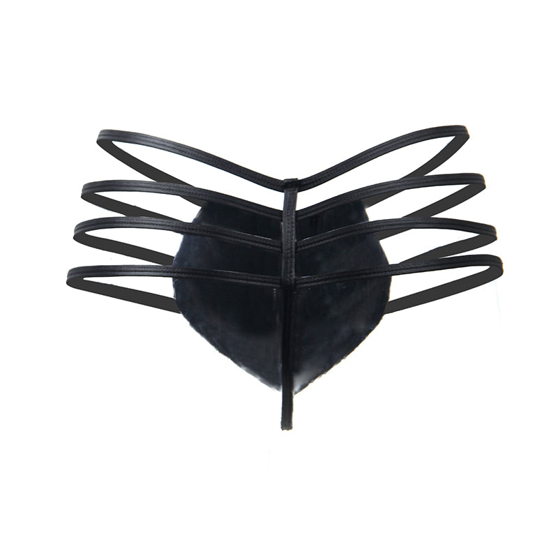 Comeondear Men Briefs Underwear Faux Leather Sexy Zipper Panties Bandage Synthetic Hollow Out Slip Men Gay Sexy Underwear