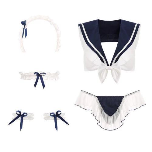 School Girl Outfit Erotic See Through Japanese Cosplay Costume Kawaii Cute Lace Top Panties for Women Sailor girl Sexy Lingerie