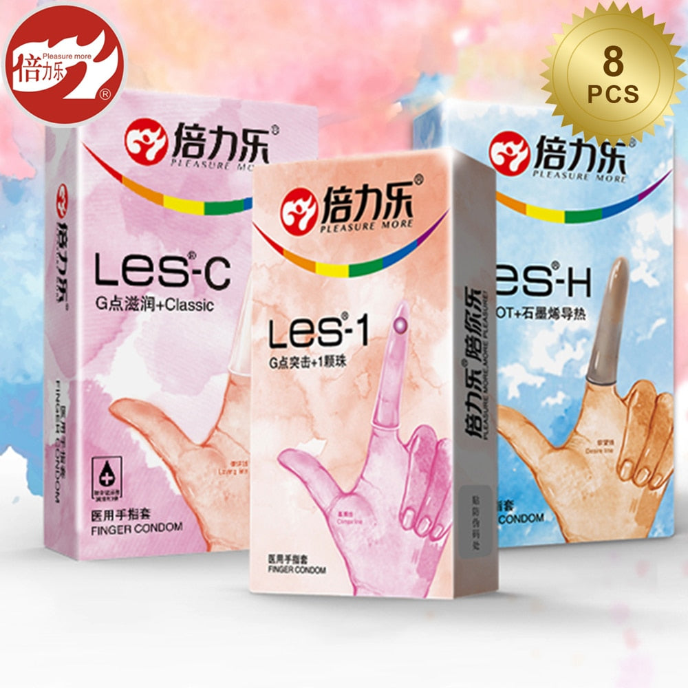 Beilile 8Pcs Finger Condoms For Men/Women Healthy Sleeve for Finger Ultra Thin G-Spot Condom For Lesbian Handjob Sex Products