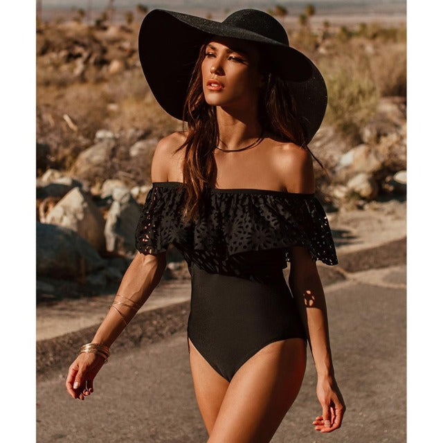 One Piece Swimsuit Swimwear Women Print Ruffle Swimsuit Bodysuit Monokini Female Padded Bathing Suits Beach Wear Summer
