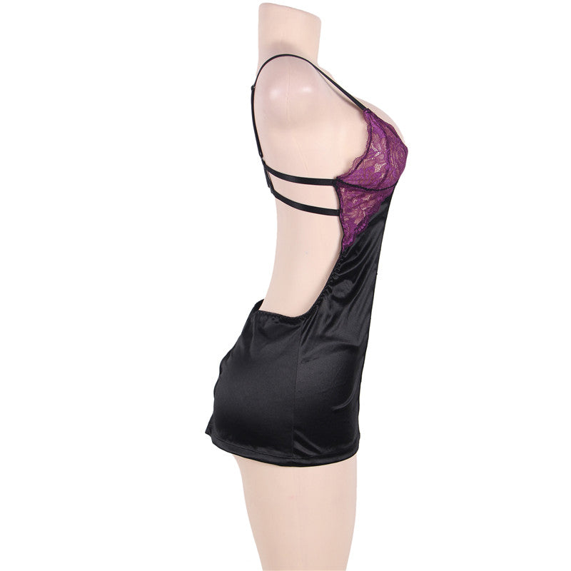 Comeodear Babydoll Sexy Plus Size Lace Sexy Outfit Backless Open Back Hollow Out Deluxe Satin Nuisette Erotic Underwear