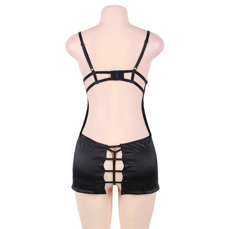Comeodear Babydoll Sexy Plus Size Lace Sexy Outfit Backless Open Back Hollow Out Deluxe Satin Nuisette Erotic Underwear