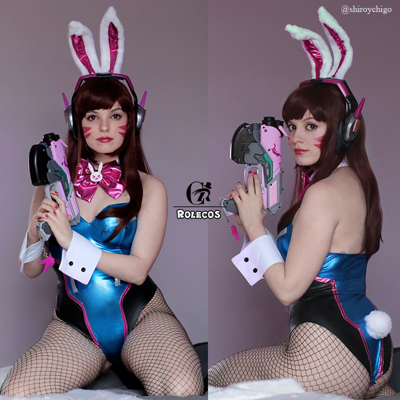 ROLECOS Game OW DVA Cosplay Sexy Costume Over DVA Watch Cosplay Leather Jumpsuit Hana Song Bunny Girl Cosplay Romper Women
